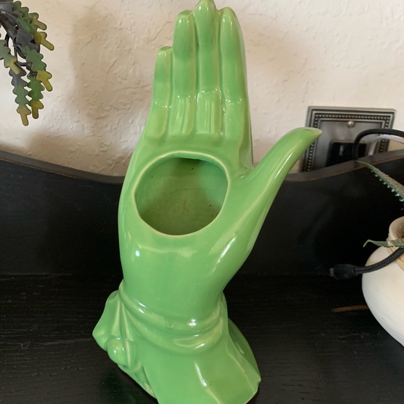 Antique Green Hand Planter Vase